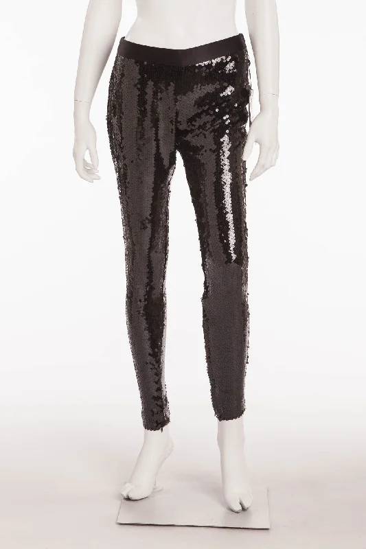 Hurry In Original Alexander McQueen - Black Sequin Pants - IT 40