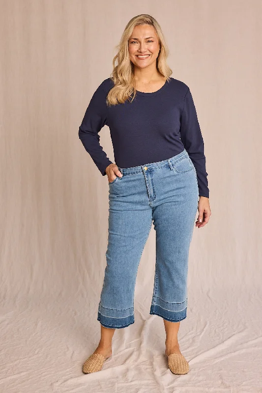 Exclusive Preview Adrift Denim Cropped Straight Leg Jeans in Light Wash