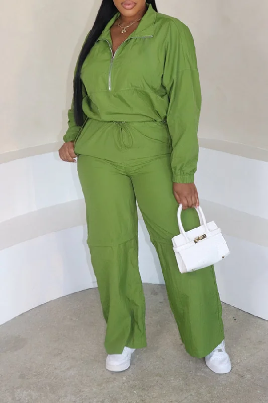 Price Reduction Casual Solid Top & Drawstring Pants Set