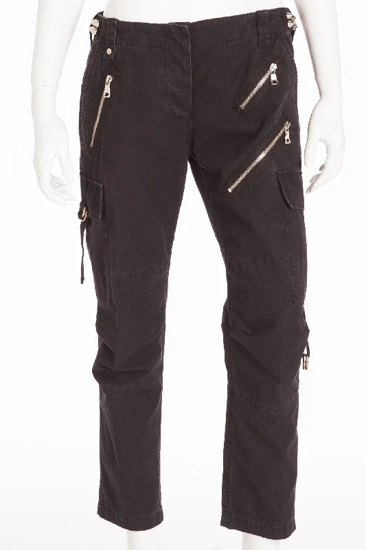 Weekend Savings Spectacular Balmain - Black Pants with Zippers & Spikes - FR 38