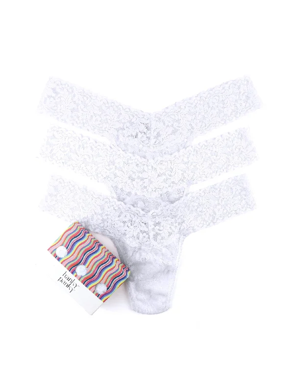 3 Pack Low Rise Thongs White