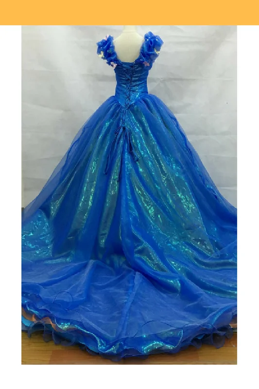 Princess Cinderella Organza Tulle Ballgown With Extended Train Cosplay Costume