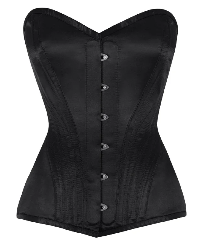 Nayeli Satin Overbust Black Corset