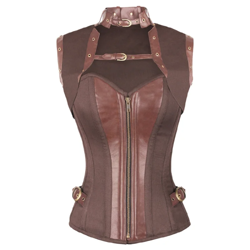 Neuss Steampunk Brown Cotton Corset with Shrug