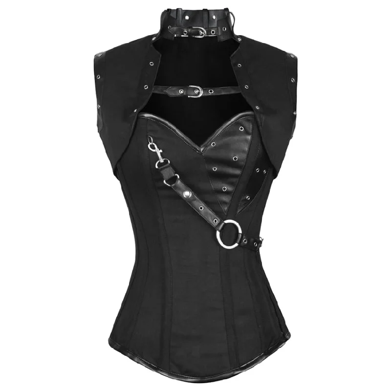 Nevee Steampunk Black Cotton Corset with Shrug