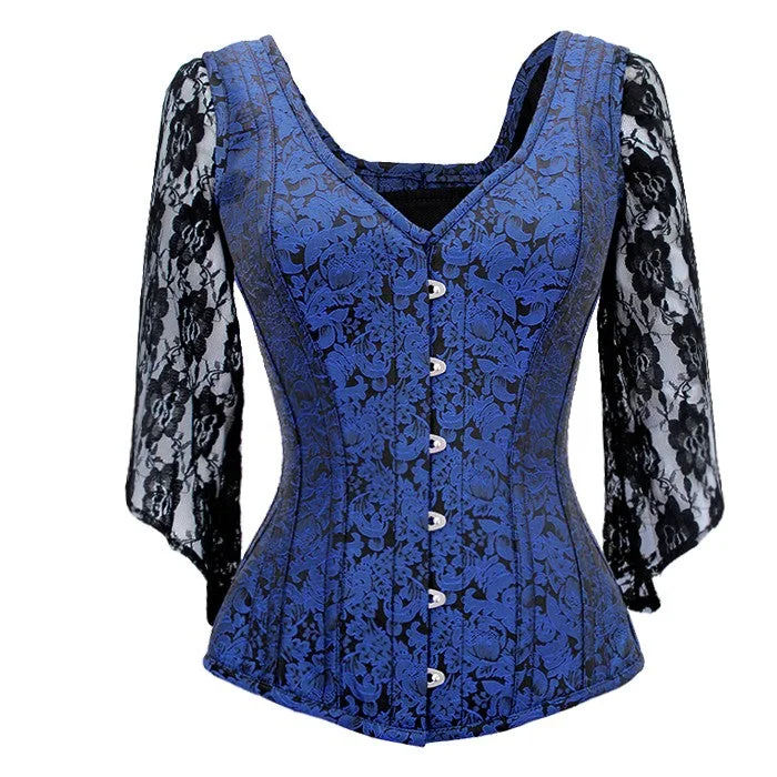 Nikita Brocade Shoulder Straps Overbust Steel Boned Corset