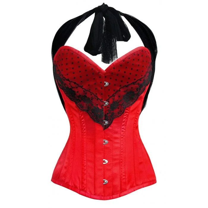 Nina Satin Halter Neck Overbust Steel Boned Corset