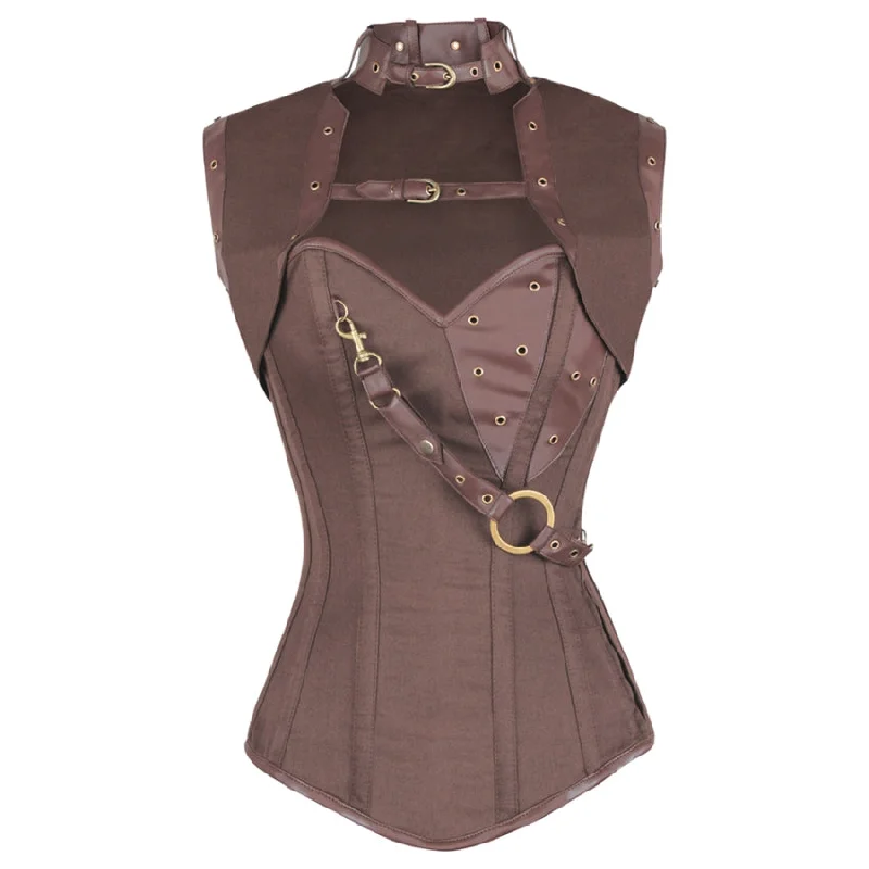 Niria Steampunk Brown Cotton Corset with Shrug