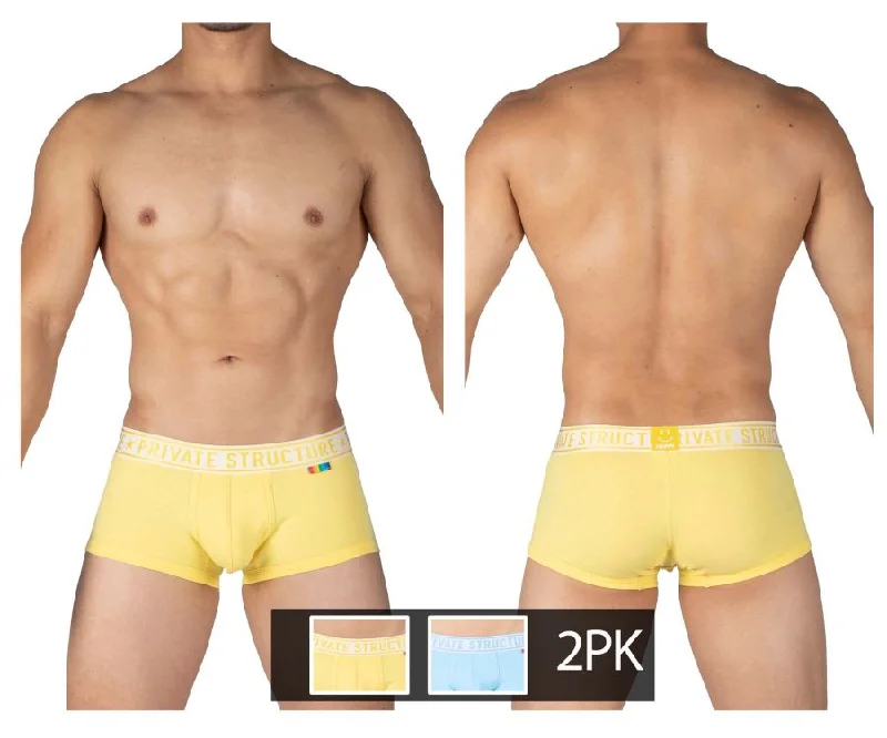 Private Structure EPUT4386 Pride 2PK Mid Waist Trunks Color Yellow-Blue