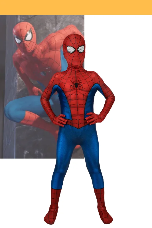 Spiderman PS4 Game Classic Version Kids Size Digital Printed Cosplay Costume