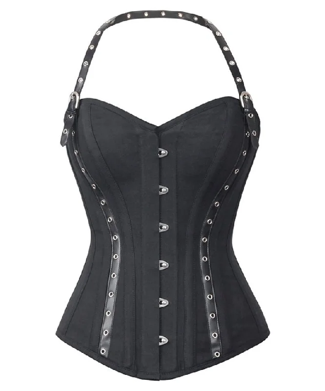 Tanner Black Cotton Overbust Gothic Corset