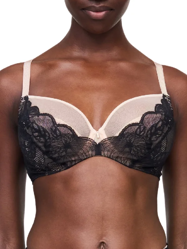 Midnight Flowers Covering Underwired Bra - Black