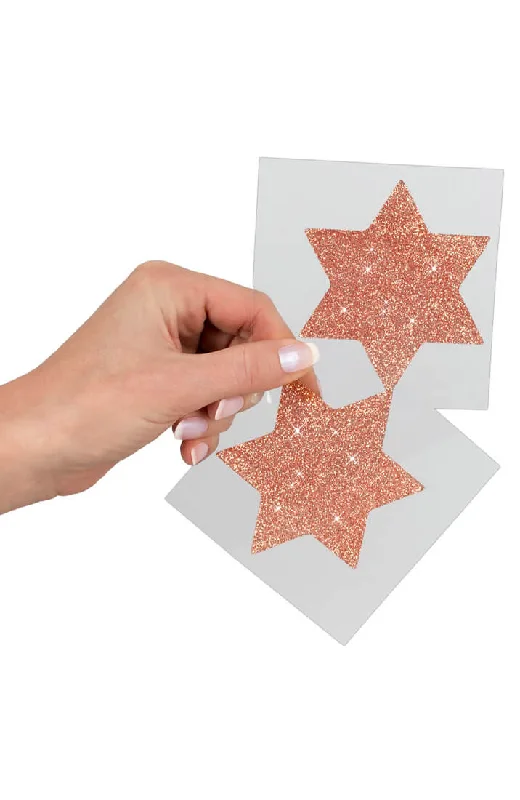 Rose gold glitter star nipple covers