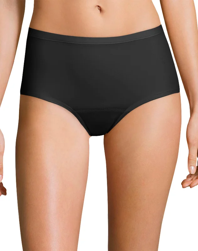 Hanes Women’s Fresh & Dry Light Period Underwear Brief Black 3-Pack