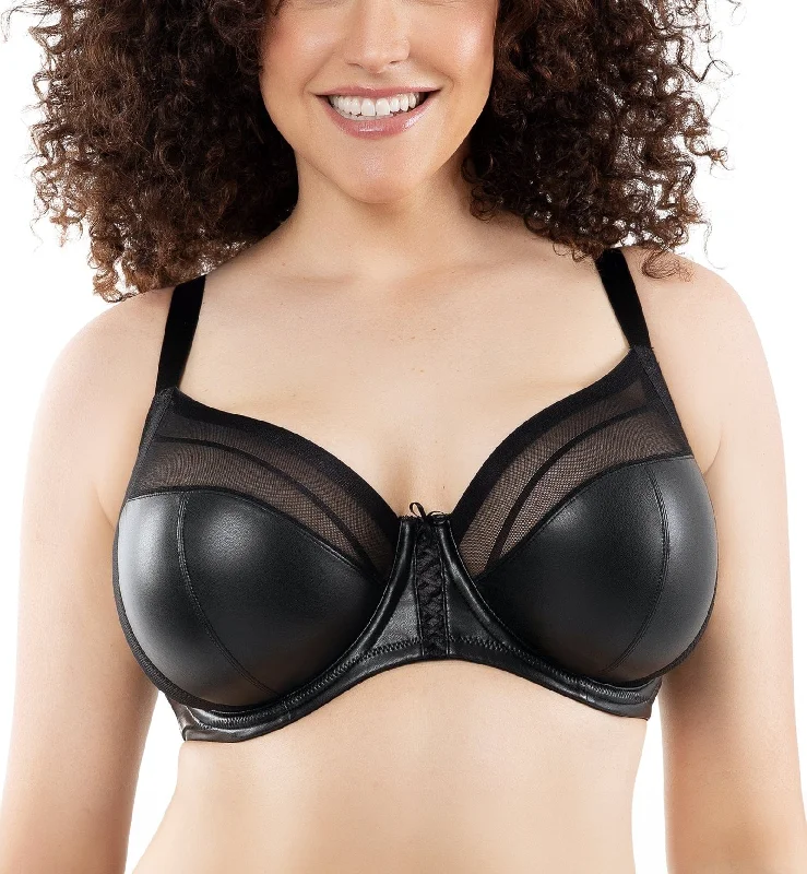 Parfait Stevie Faux Leather Unlined Wired Bra (P50125) - Black