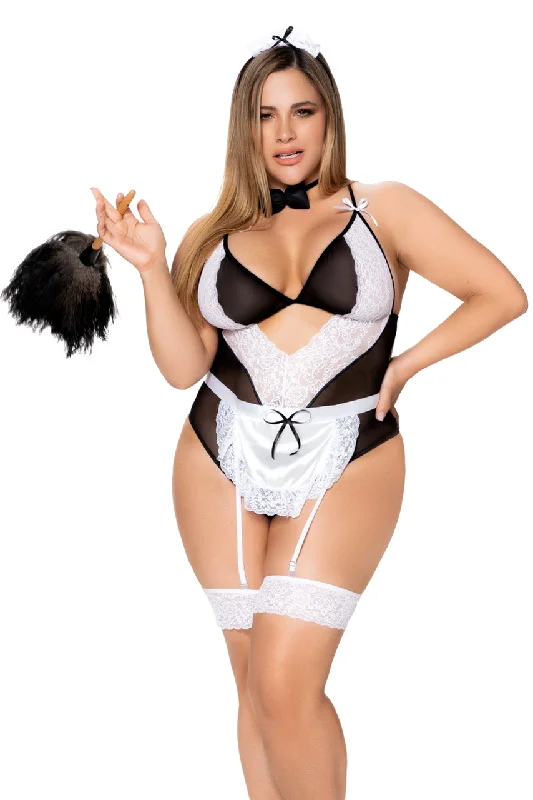 Plus Size French Maid Teddy Set