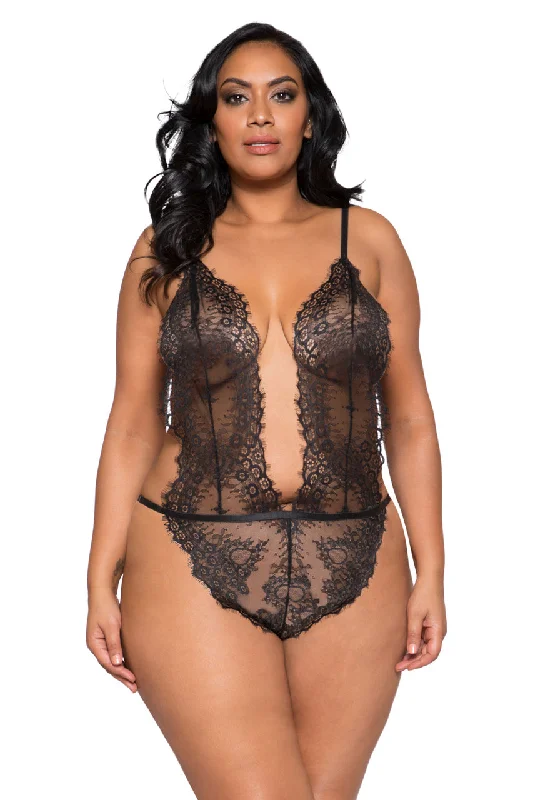 Plus Size Low Plunge Lace Teddy