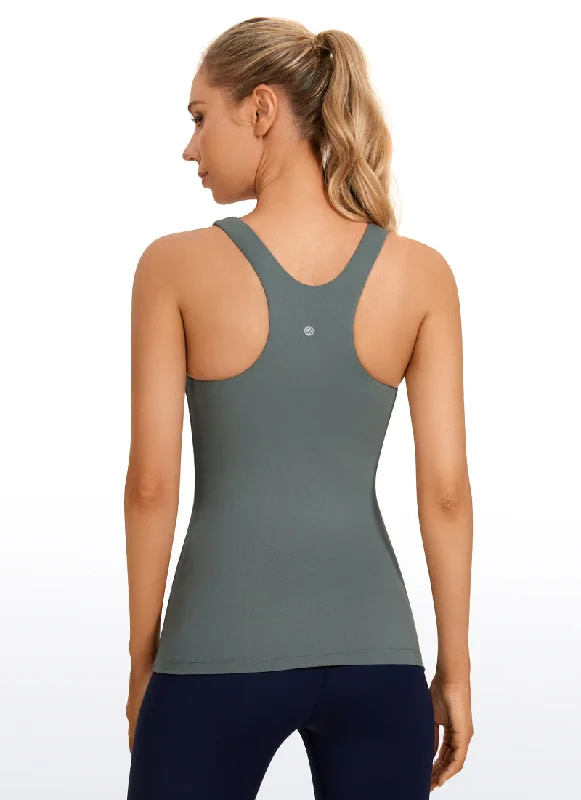 High Neck Built-in Bra Tanks Racerback