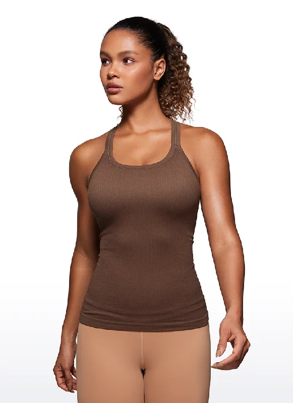 Seamless Ribbed Hip Length Tanks Racerback