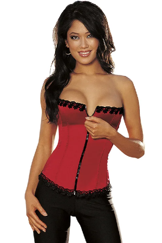 Red Satin Venice Lace Corset