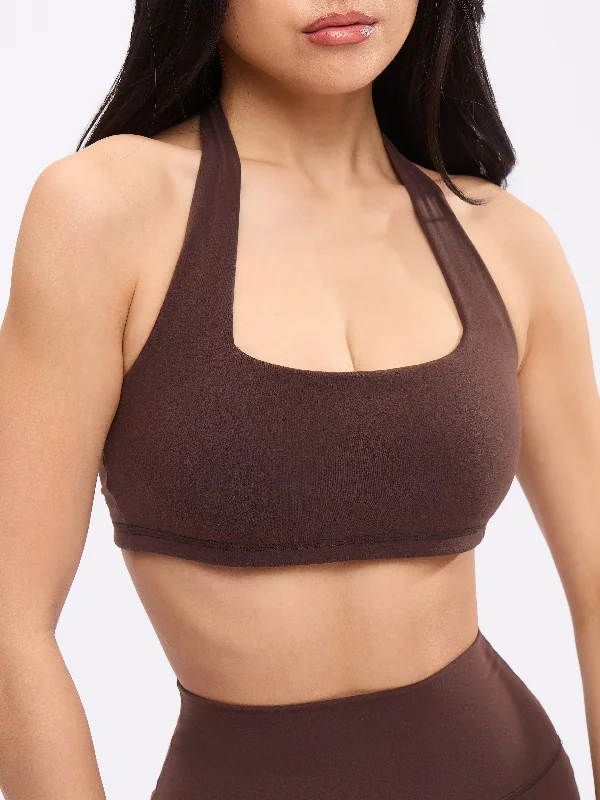 Revolution Halter Sports Bra - Journey Dark Brown