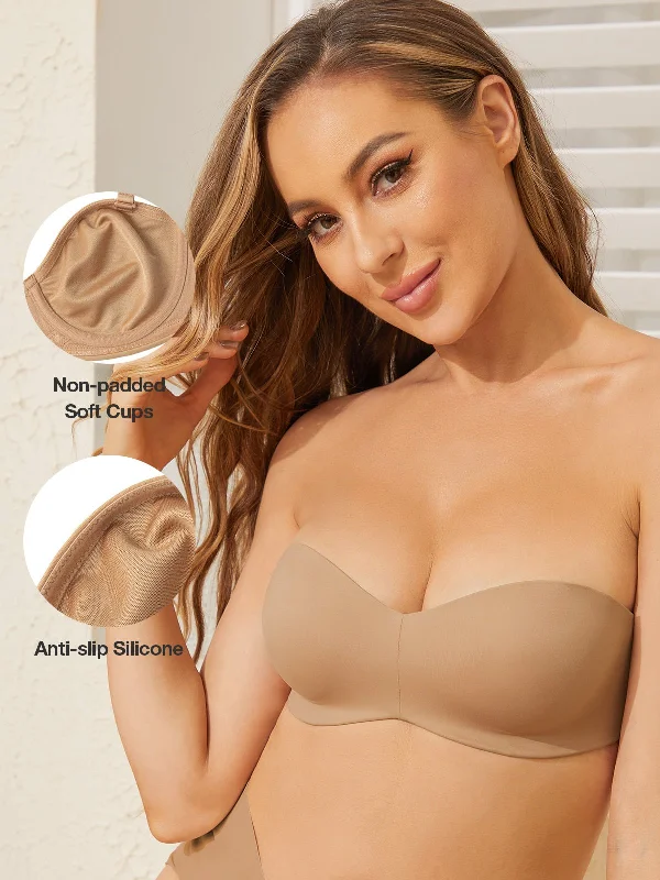 Strapless Unlined Underwire Multiway Bra Seamless Bra Coffee