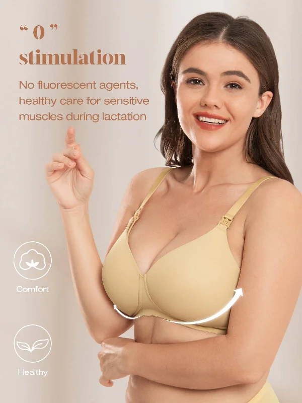 Lightly Padded Wireless Breastfeeding Maternity Bra Nude